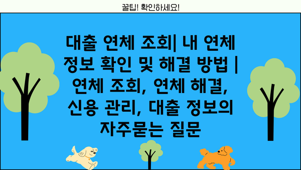 대출 연체 조회| 내 연체 정보 확인 및 해결 방법 | 연체 조회, 연체 해결, 신용 관리, 대출 정보